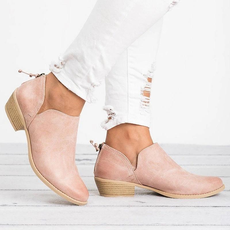 Autumn Women Shoes Retro High Heel Ankle Boots MANDOTOS