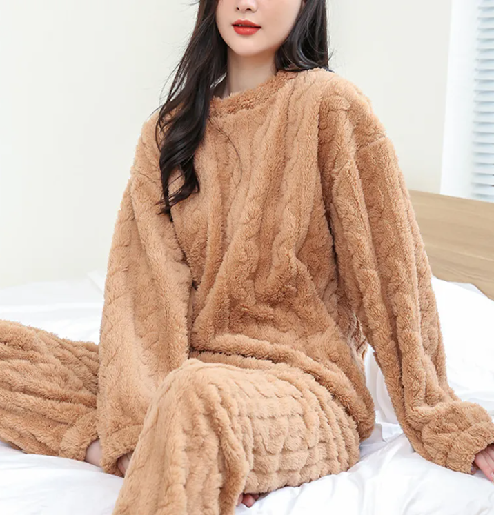 Cozy Coral Velvet Sleepwear Set