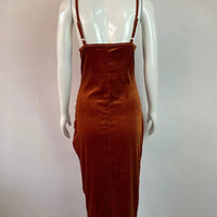 Fashion Women's Temperament Slit Pleated Velvet Sling Party Dress MANDOTOS