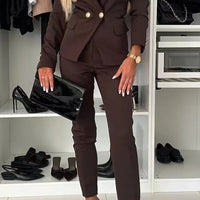 Lapel Button-Down Jacket & Slim-Fit Trousers Suit – 15 Colors XS–XXL