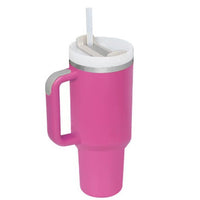 40 Oz Tumbler With Handle Straw Insulated, Stainless Steel Spill Proof Vacuum Coffee Cup Tumbler With Lid Tapered Mug Gifts For Valentine Lover Suitable For Car Gym Office Travel - MANDOTOS