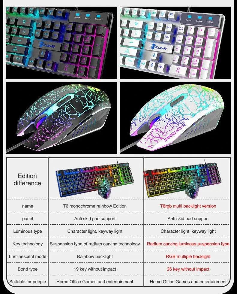 Kuiying T6RGB Luminous Keyboard And Mouse Set - MANDOTOS