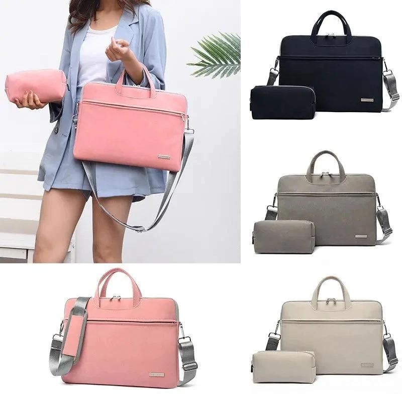 PU Leather Women Laptop Bag Notebook Carrying Case Briefcase For Macbook Air 13.3 14 15.6 Inch Men Handbags Shoulder Mouse Bag - MANDOTOS