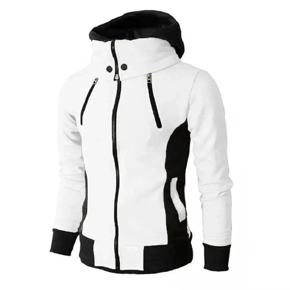 Men's Zip UP Hooded Jacket Fake Two Piece Sports Cardigan Casual Slim Sweatshirt Jacket - MANDOTOS