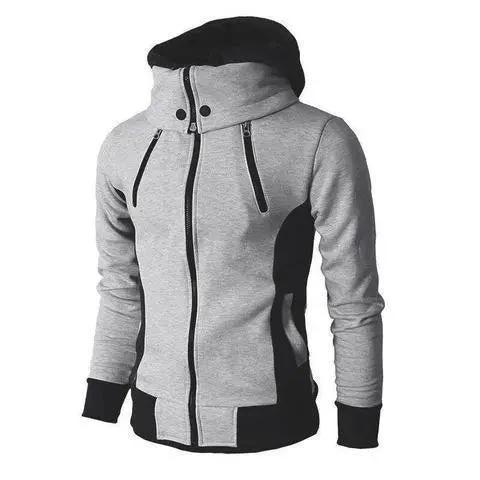 Men's Zip UP Hooded Jacket Fake Two Piece Sports Cardigan Casual Slim Sweatshirt Jacket - MANDOTOS