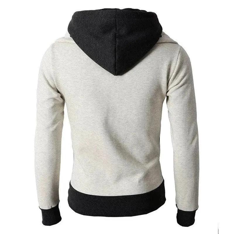 Men's Zip UP Hooded Jacket Fake Two Piece Sports Cardigan Casual Slim Sweatshirt Jacket - MANDOTOS