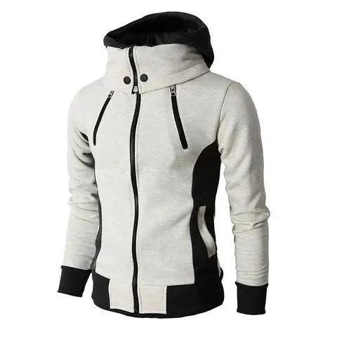 Men's Zip UP Hooded Jacket Fake Two Piece Sports Cardigan Casual Slim Sweatshirt Jacket - MANDOTOS