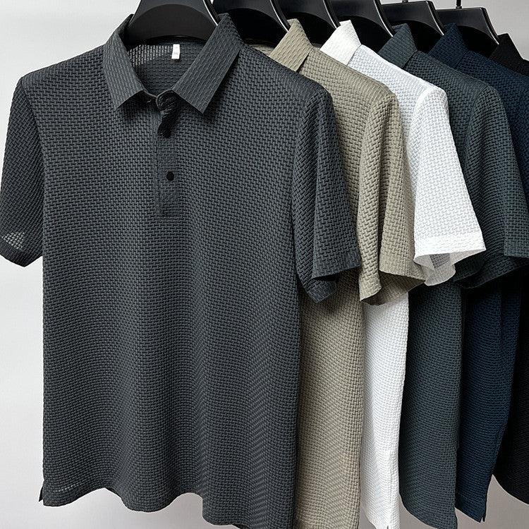 "Mesh Ice Silk Short Sleeve T-shirt Mens Clothing - MANDOTOS"