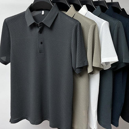 "Mesh Ice Silk Short Sleeve T-shirt Mens Clothing - MANDOTOS"