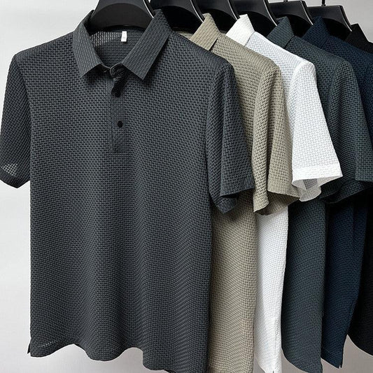 "Mesh Ice Silk Short Sleeve T-shirt Mens Clothing - MANDOTOS"
