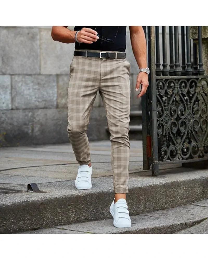 Plaid Print Pants Men's Casual Trousers Loose And Thin - MANDOTOS