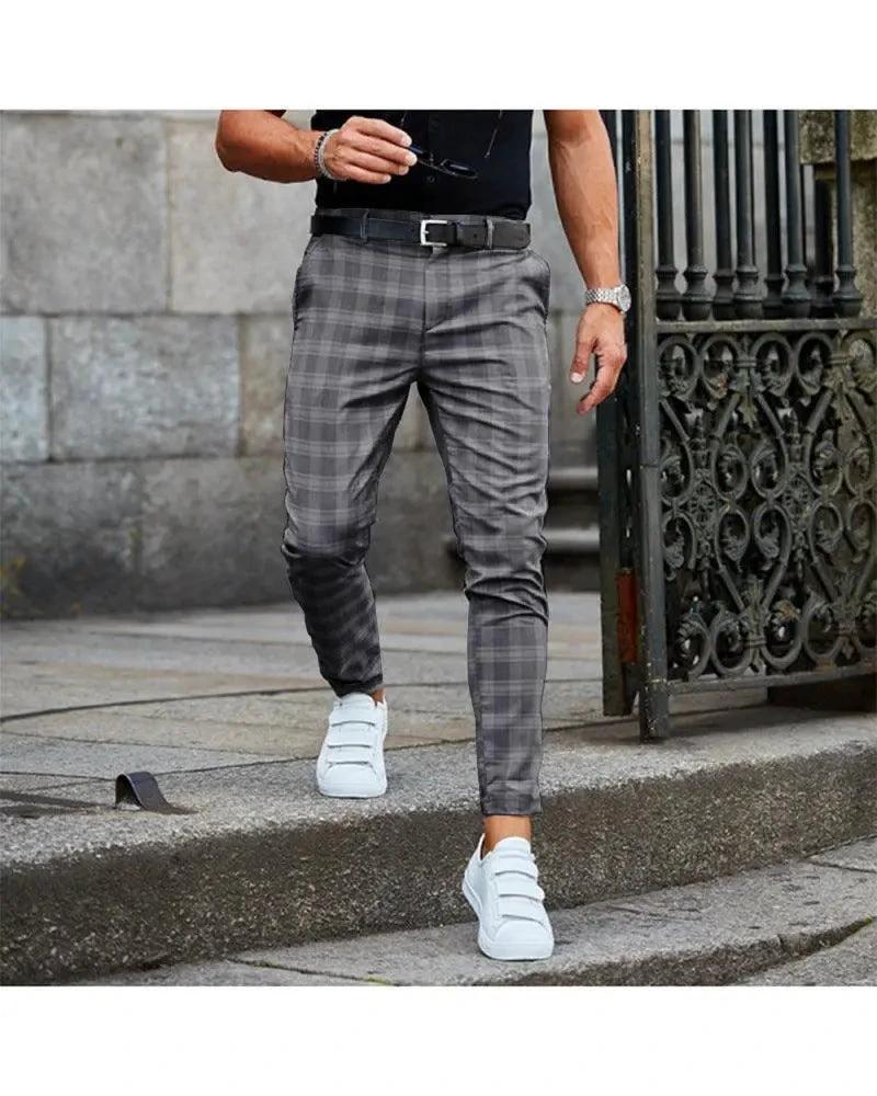 Plaid Print Pants Men's Casual Trousers Loose And Thin - MANDOTOS