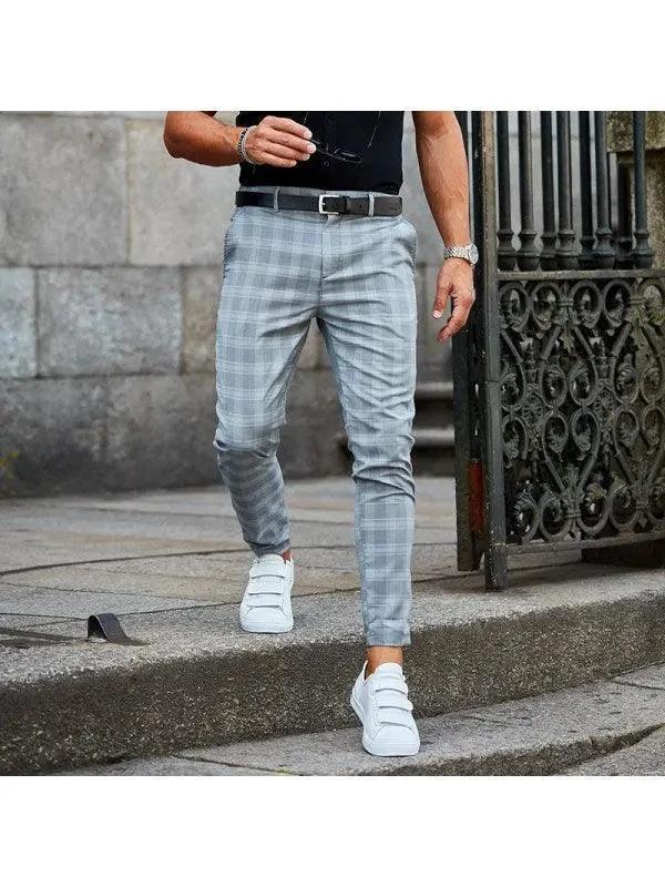 Plaid Print Pants Men's Casual Trousers Loose And Thin - MANDOTOS