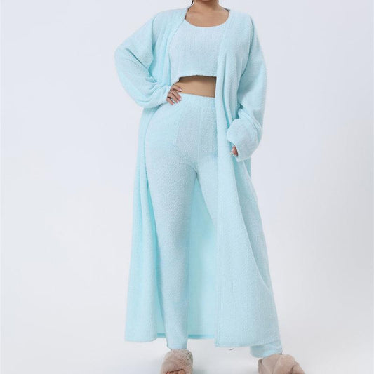 "Cozy Pajama Set, 3 Piece Lounge Set, Cute Loungewear, Warm Suit Sets, Matching Set, Lounge Set, 3 Piece Pant Sets, Women Winter Dress - MANDOTOS"