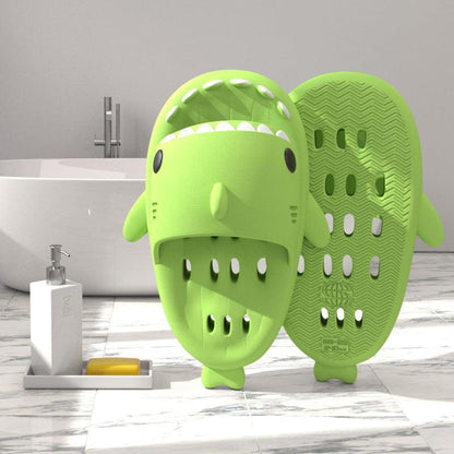 "Shark Slippers With Drain Holes Shower Shoes For Women Quick Drying Eva Pool Shark Slides Beach Sandals With Drain Holes - MANDOTOS"