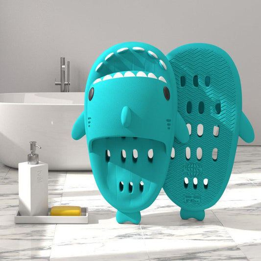 "Shark Slippers With Drain Holes Shower Shoes For Women Quick Drying Eva Pool Shark Slides Beach Sandals With Drain Holes - MANDOTOS"