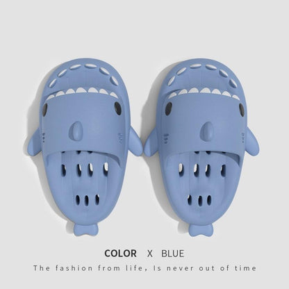 "Shark Slippers With Drain Holes Shower Shoes For Women Quick Drying Eva Pool Shark Slides Beach Sandals With Drain Holes - MANDOTOS"