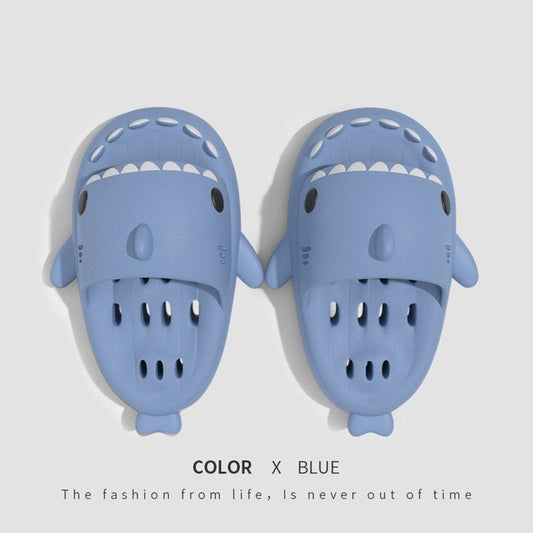 "Shark Slippers With Drain Holes Shower Shoes For Women Quick Drying Eva Pool Shark Slides Beach Sandals With Drain Holes - MANDOTOS"