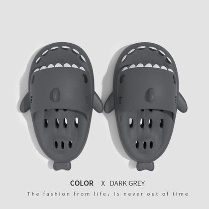 "Shark Slippers With Drain Holes Shower Shoes For Women Quick Drying Eva Pool Shark Slides Beach Sandals With Drain Holes - MANDOTOS"
