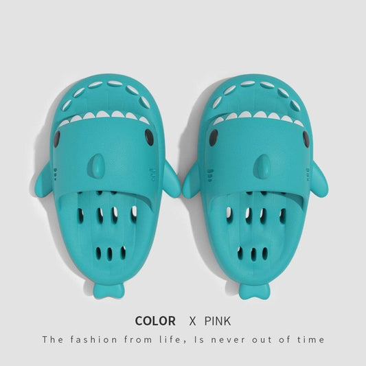 "Shark Slippers With Drain Holes Shower Shoes For Women Quick Drying Eva Pool Shark Slides Beach Sandals With Drain Holes - MANDOTOS"