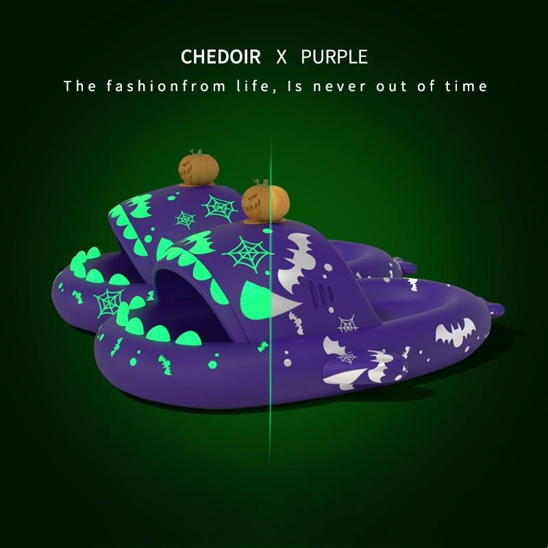 "Halloween And Christmas Shoes Ins Luminous Shark Slippers Couple Men Women House Shoes Non-slip Bathroom Slippers Home - MANDOTOS"