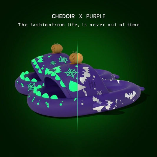 "Halloween And Christmas Shoes Ins Luminous Shark Slippers Couple Men Women House Shoes Non-slip Bathroom Slippers Home - MANDOTOS"