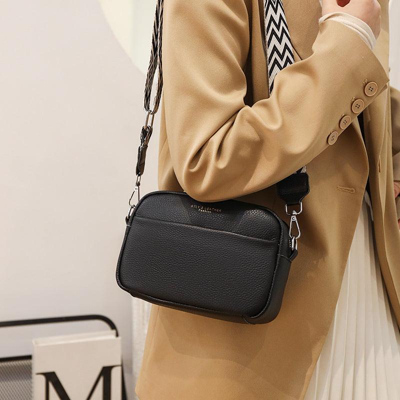 "Fashion Shoulder Crossbody Bags With Rhombus Embroidered Wide Shoulder Strap Cute Small Square Bag Women - MANDOTOS"
