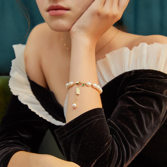 "Natural Zircon Pearl Bracelet Luxury Jewelry - MANDOTOS"