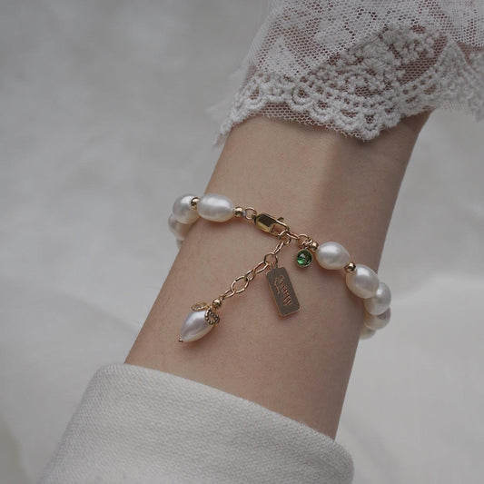 "Natural Zircon Pearl Bracelet Luxury Jewelry - MANDOTOS"
