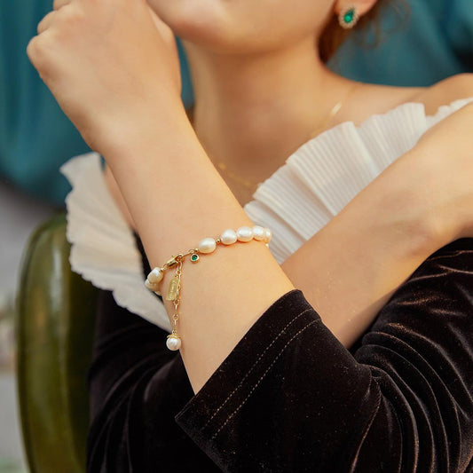 "Natural Zircon Pearl Bracelet Luxury Jewelry - MANDOTOS"