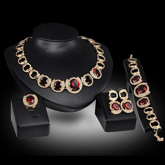 "Manufacturer supplies gold jewelry four sets, blue gem jewelry, wedding jewelry, ladies banquet Jewelry Set - MANDOTOS"