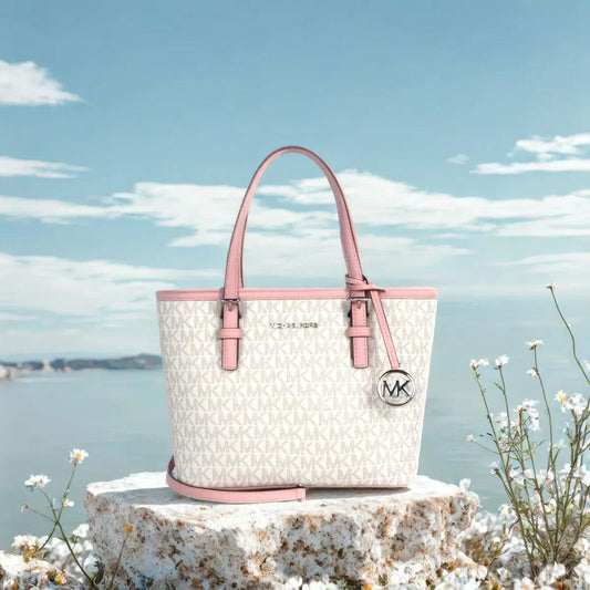 "Michael Kors Ole Jet Set Travel Small Women'S Pvc With Leather One-Shoulder Tote Bag - MANDOTOS"