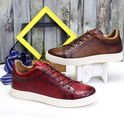 "Men's Embossed Casual Leather Shoes - MANDOTOS"