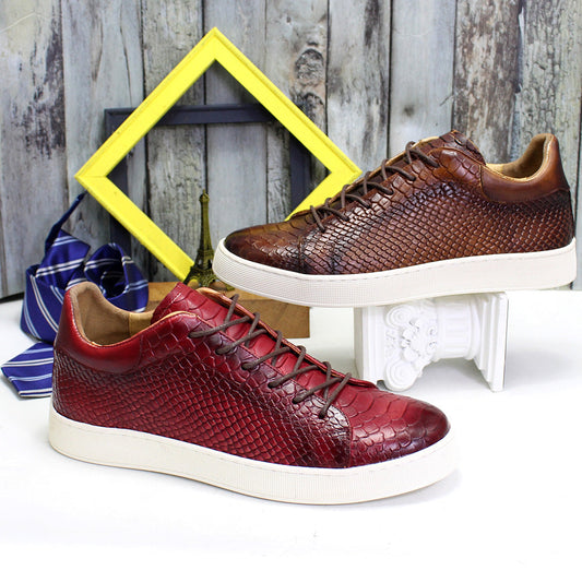 "Men's Embossed Casual Leather Shoes - MANDOTOS"