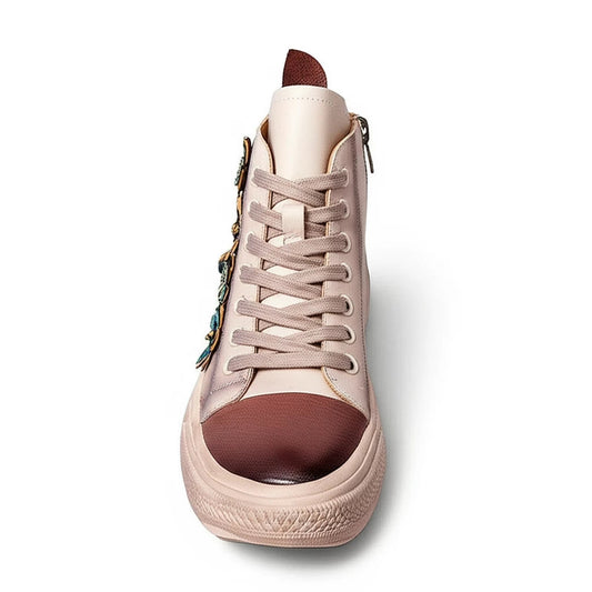 "Chic Women's Contrast Flower High-Top Shoes - MANDOTOS"