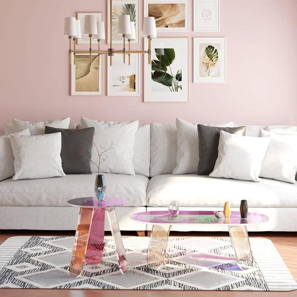 Acrylic Rainbow Color Coffee Table - Iridescent Modern Accent Table - MANDOTOS