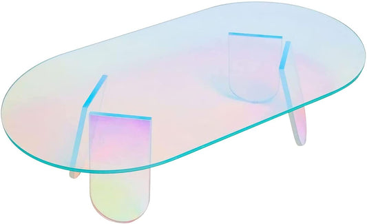 "Acrylic Rainbow Color Coffee Table - Iridescent Modern Accent Table - MANDOTOS"