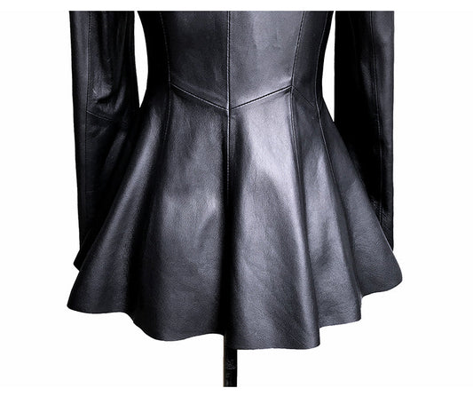 "Short Women's Leather Jacket - Effortless Style - MANDOTOS"