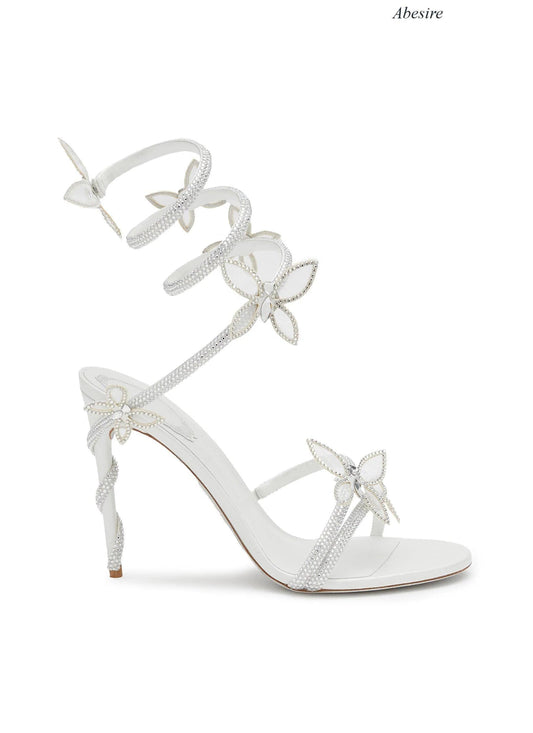 "New Fashionable Banquet All-Match Bow Diamond Sexy Stiletto Open Toe Women's High Heel Sandals - MANDOTOS"