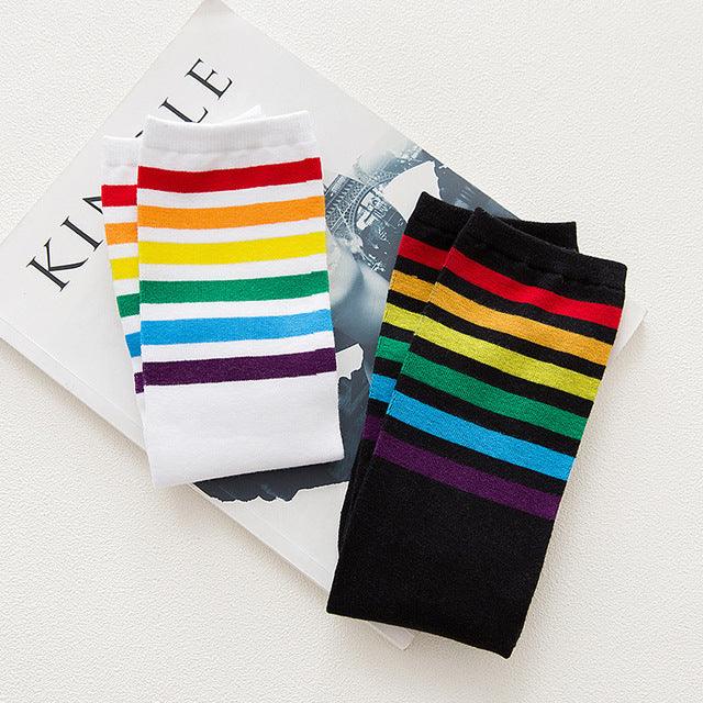 "Calf socks stripe movement and knee high hose - MANDOTOS"