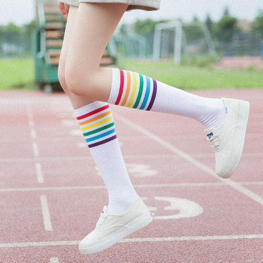 "Calf socks stripe movement and knee high hose - MANDOTOS"