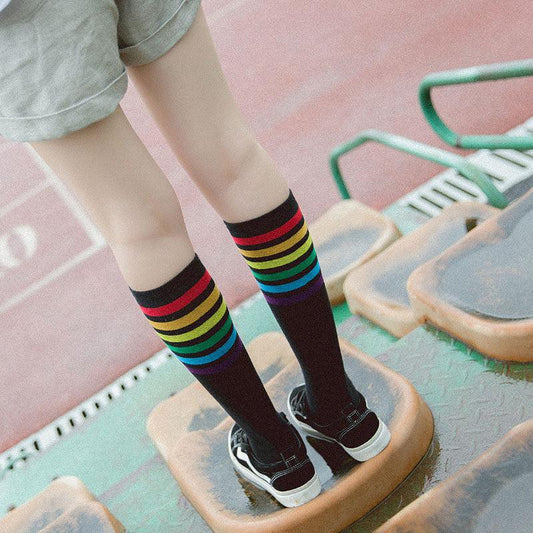 "Calf socks stripe movement and knee high hose - MANDOTOS"