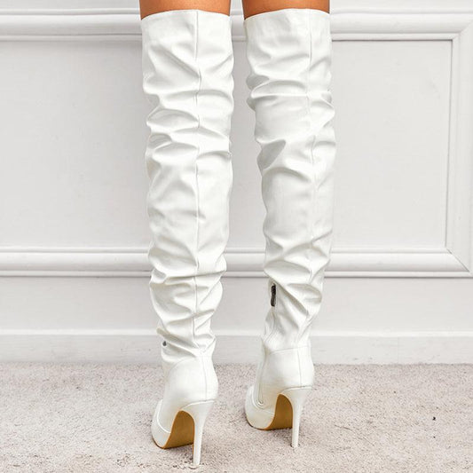 "Knee High Long Boots Women Fashion Super High Heel Party Shoes - MANDOTOS"