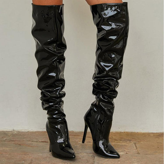"Knee High Long Boots Women Fashion Super High Heel Party Shoes - MANDOTOS"