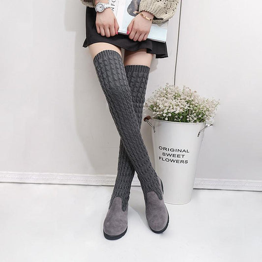 "High Flat Over-the-knee Stretch Martin Boots - MANDOTOS"