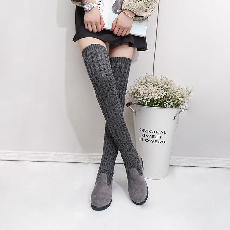 "High Flat Over-the-knee Stretch Martin Boots - MANDOTOS"