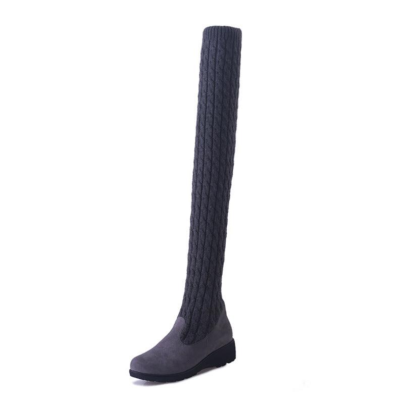 "High Flat Over-the-knee Stretch Martin Boots - MANDOTOS"