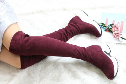 "Round toe sports high heel over knee boots - MANDOTOS"