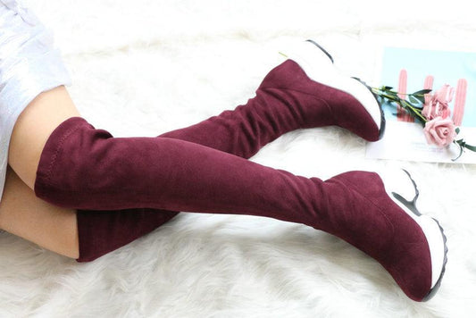 "Round toe sports high heel over knee boots - MANDOTOS"