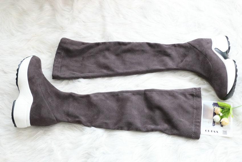 "Round toe sports high heel over knee boots - MANDOTOS"